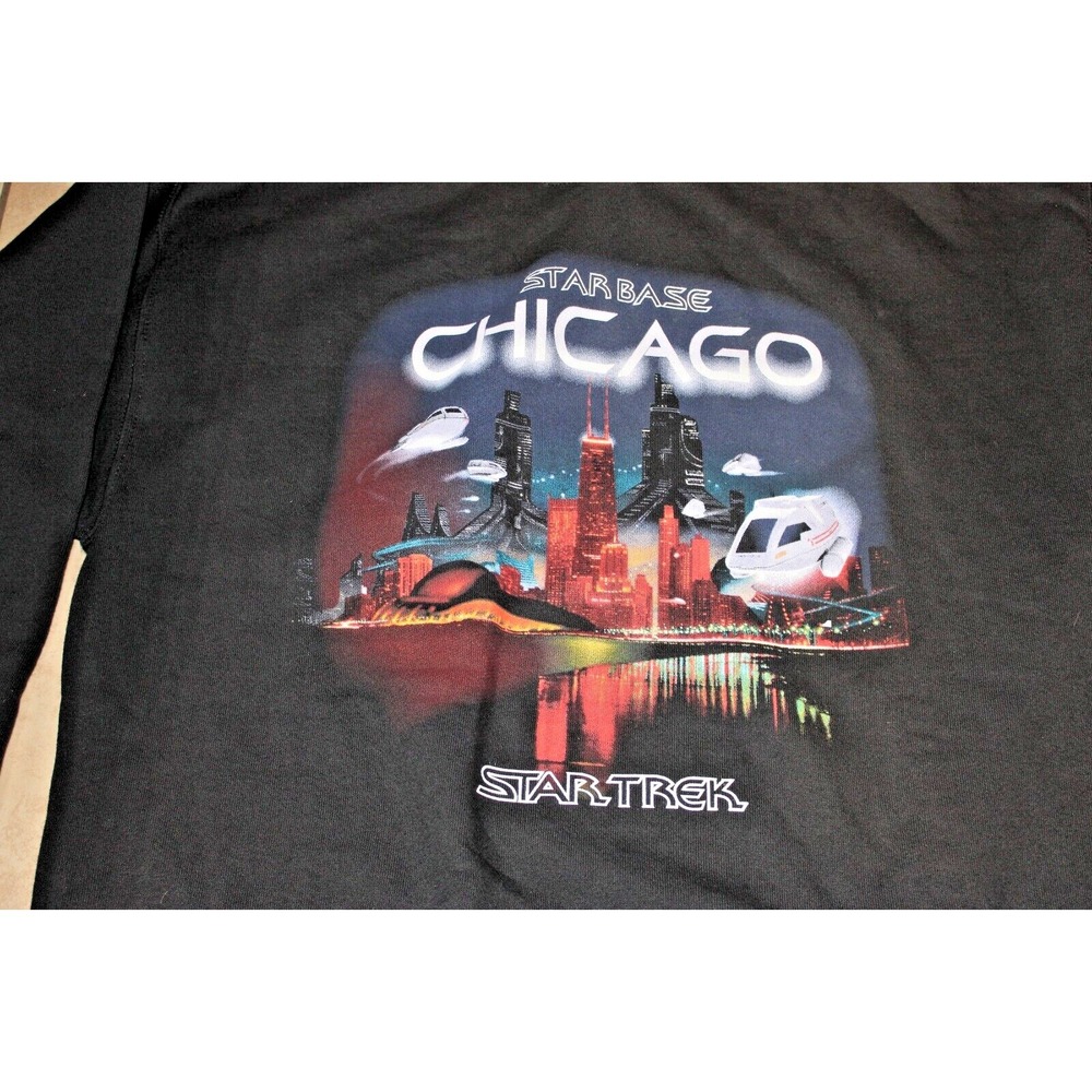 RARE Vintage Star Trek Star Base Chicago Sweatshirt XL Black w/Tags READ DESCR. - Picture 3 of 12